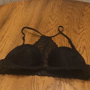 Sexy black lace push-up bra with underwire